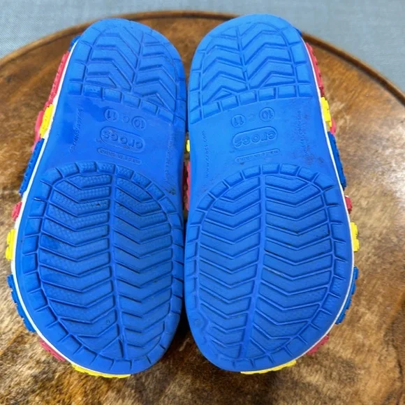 Crocs Clogs Youth Girls Boys 10/11 LEGO Blue Red Convertible Fleece Lined - Picture 8 of 13